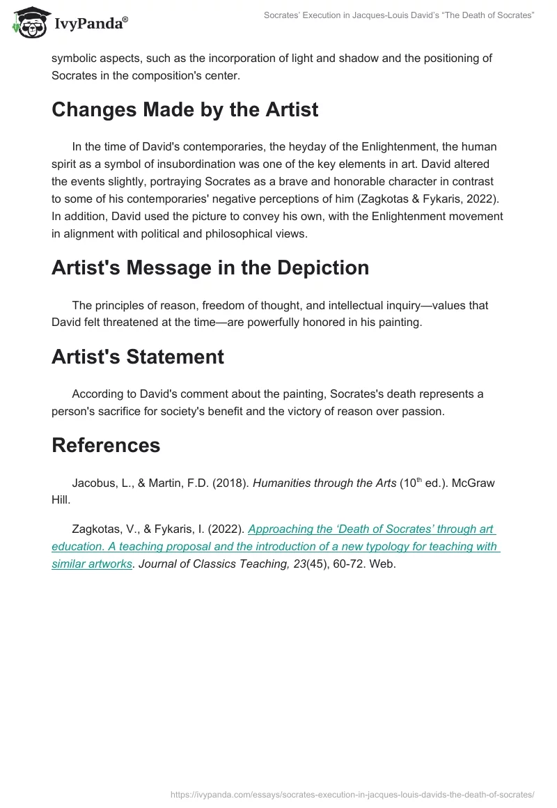Socrates’ Execution in Jacques-Louis David’s “The Death of Socrates”. Page 2