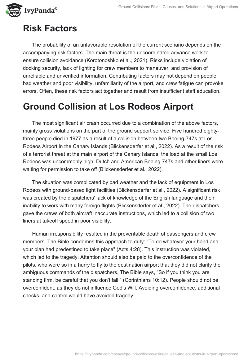 Ground Collisions: Risks, Causes, and Solutions in Airport Operations. Page 2