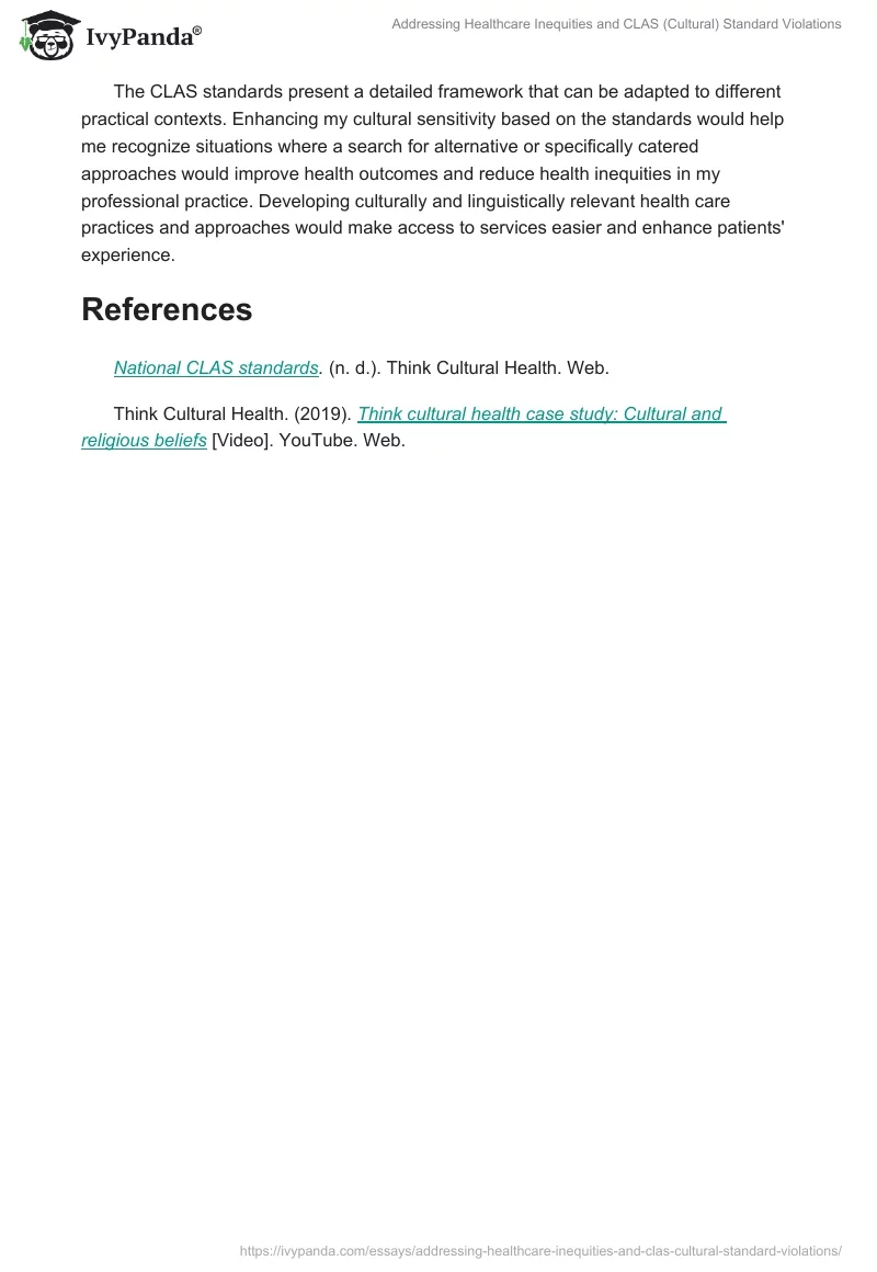 Addressing Healthcare Inequities and CLAS (Cultural) Standard Violations. Page 2