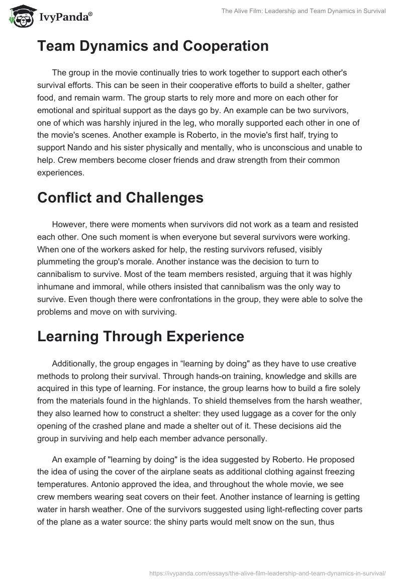 The "Alive" Film: Leadership and Team Dynamics in Survival. Page 2