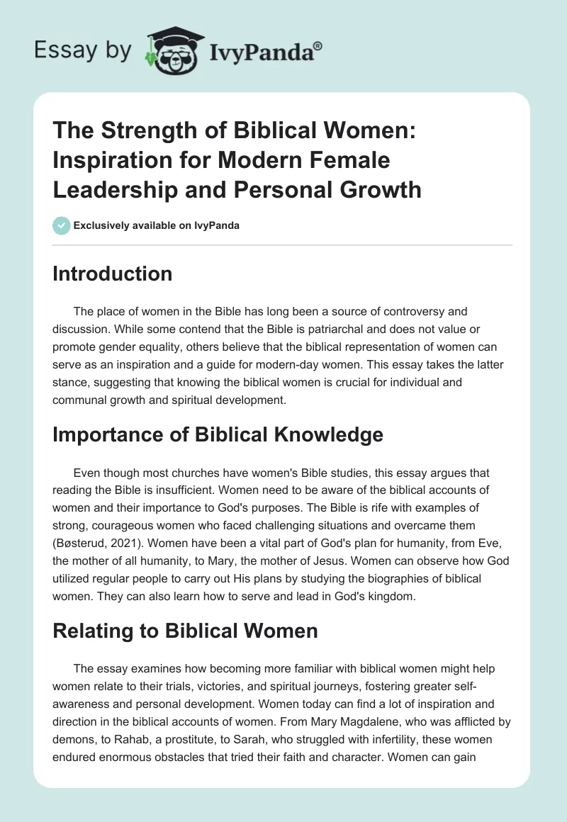 The Strength of Biblical Women: Inspiration for Modern Female Leadership and Personal Growth. Page 1