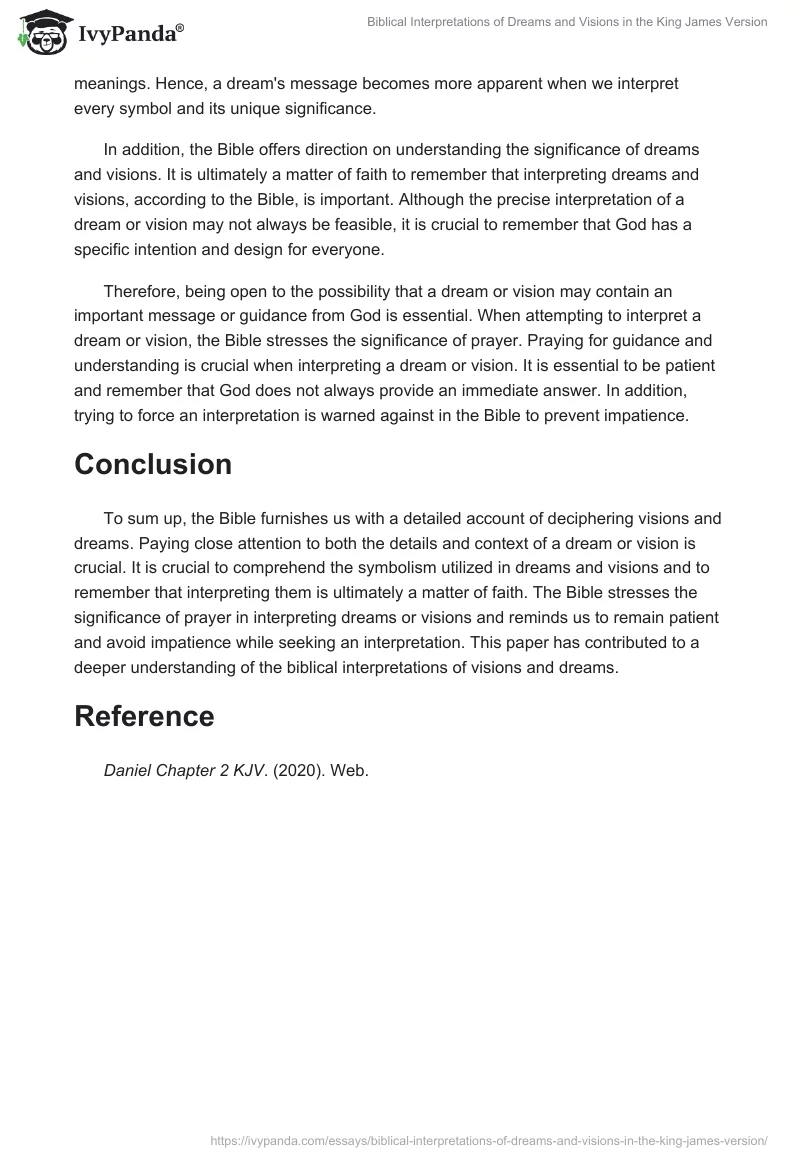 Biblical Interpretations of Dreams and Visions in the King James Version. Page 2