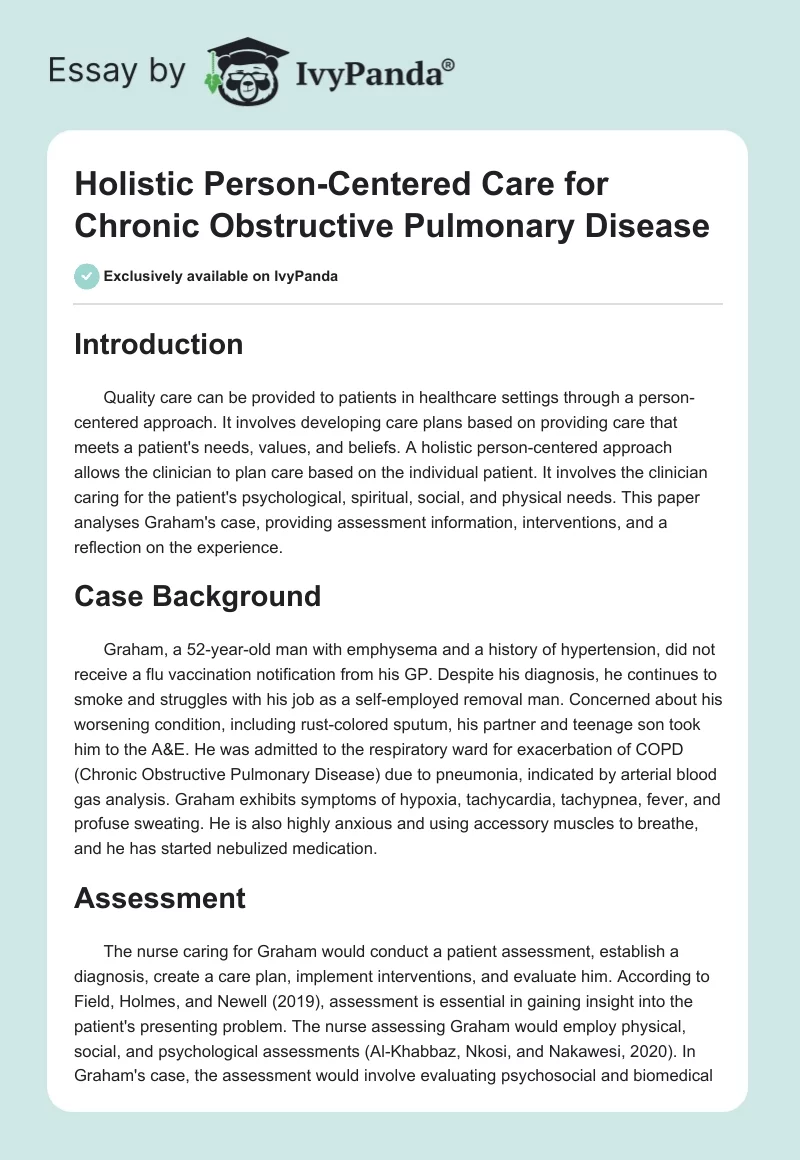 Holistic Person-Centered Care for Chronic Obstructive Pulmonary Disease. Page 1