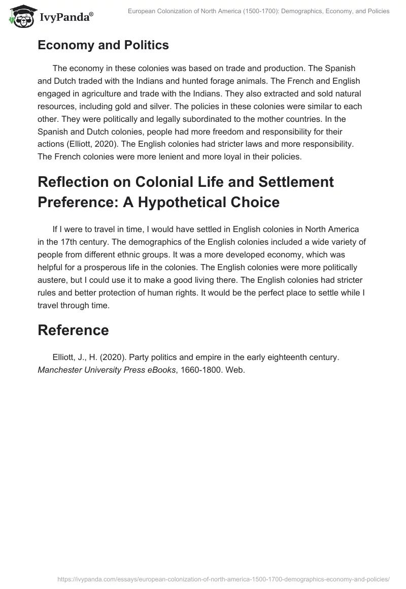 European Colonization of North America (1500-1700): Demographics, Economy, and Policies. Page 2