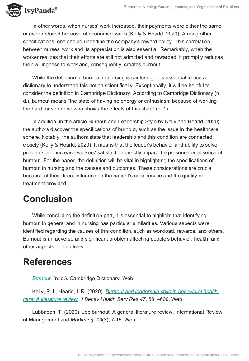 Burnout in Nursing: Causes, Impacts, and Organizational Solutions. Page 2