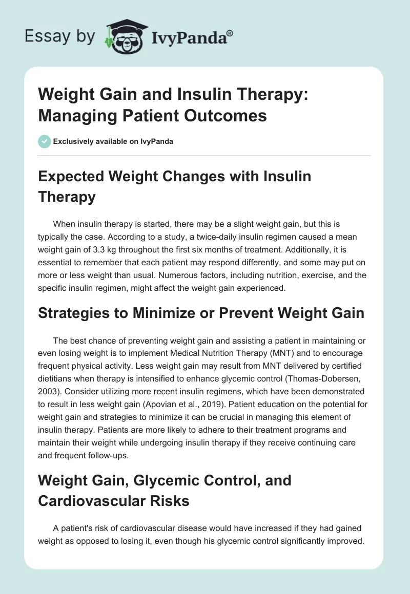 Weight Gain and Insulin Therapy: Managing Patient Outcomes. Page 1