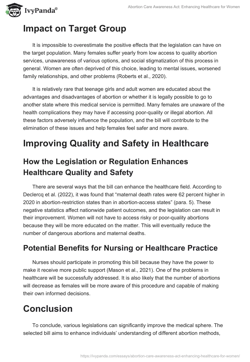 Abortion Care Awareness Act: Enhancing Healthcare for Women. Page 2