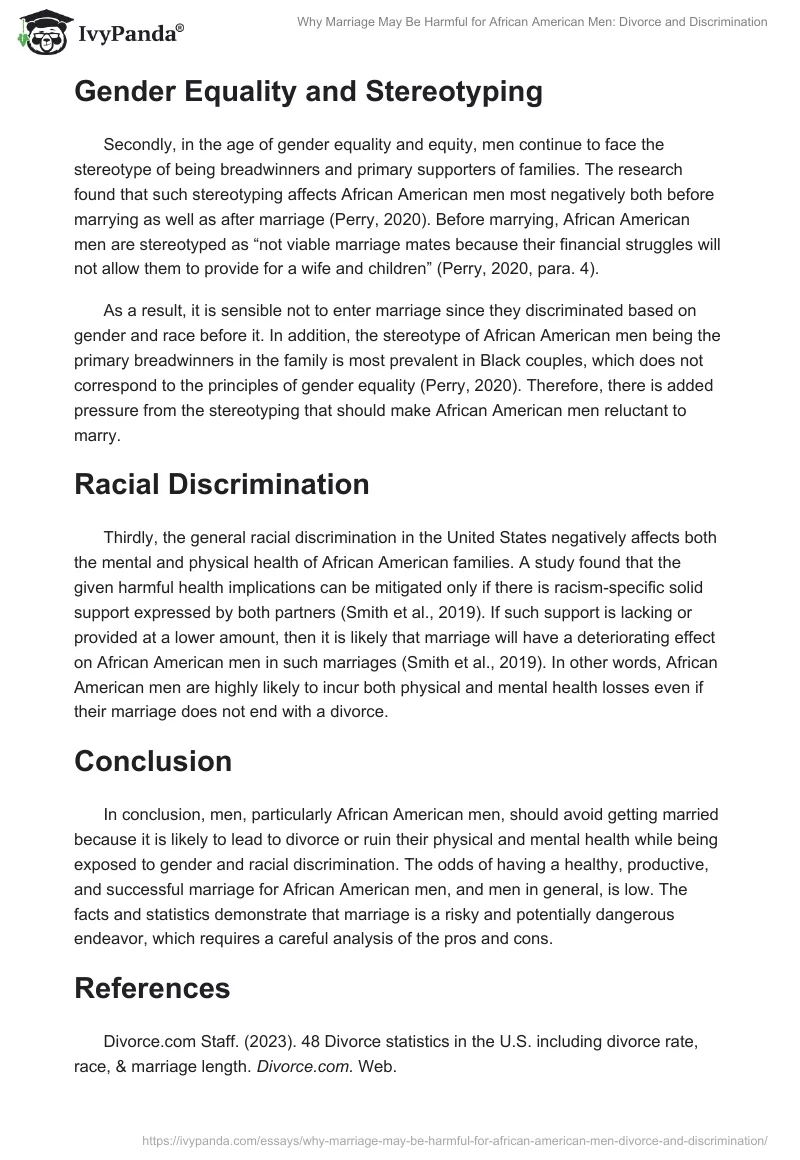 Why Marriage May Be Harmful for African American Men: Divorce and Discrimination. Page 2