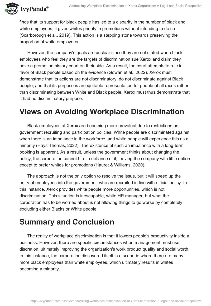 Addressing Workplace Discrimination at Xerox Corporation: A Legal and Social Perspective. Page 2