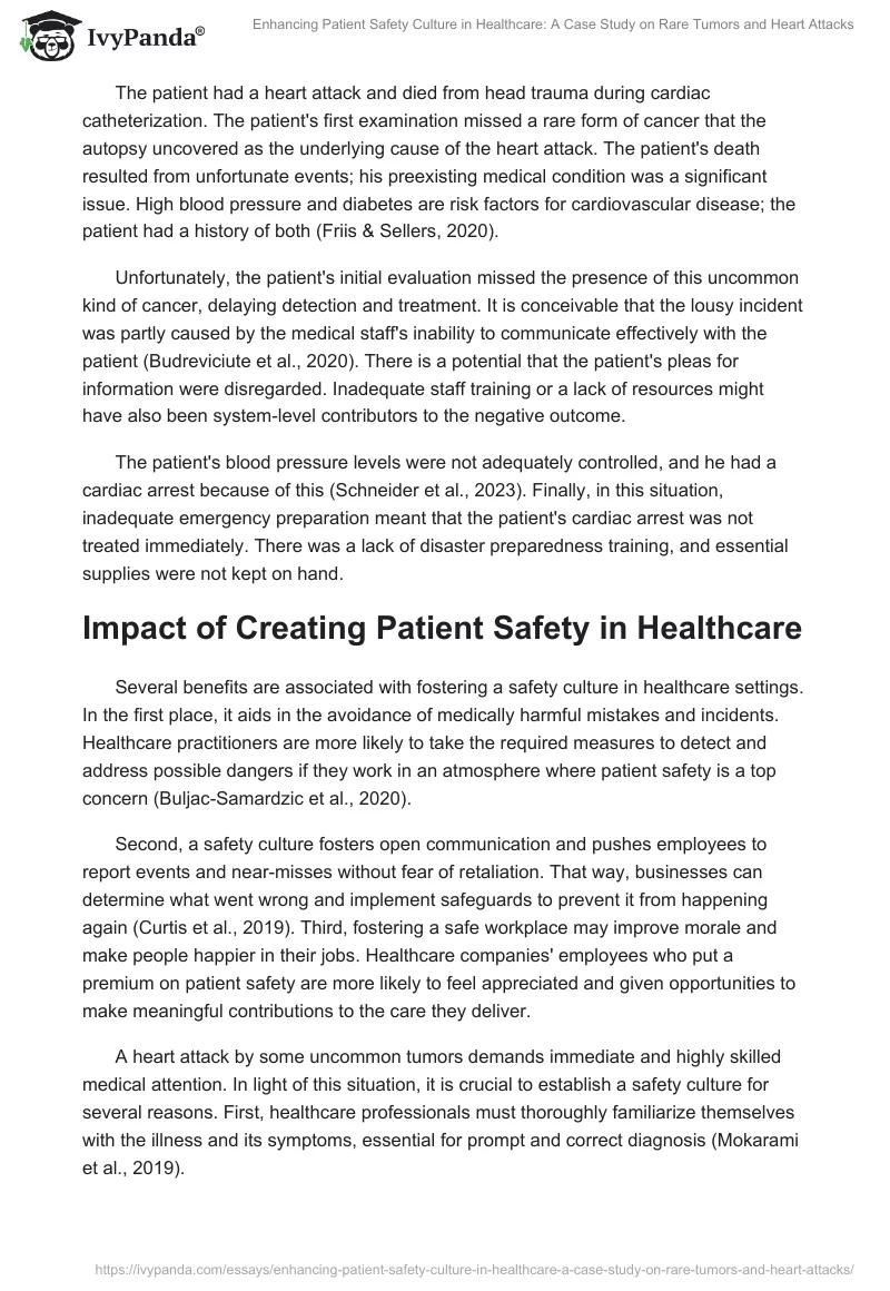 Enhancing Patient Safety Culture in Healthcare: A Case Study on Rare Tumors and Heart Attacks. Page 2