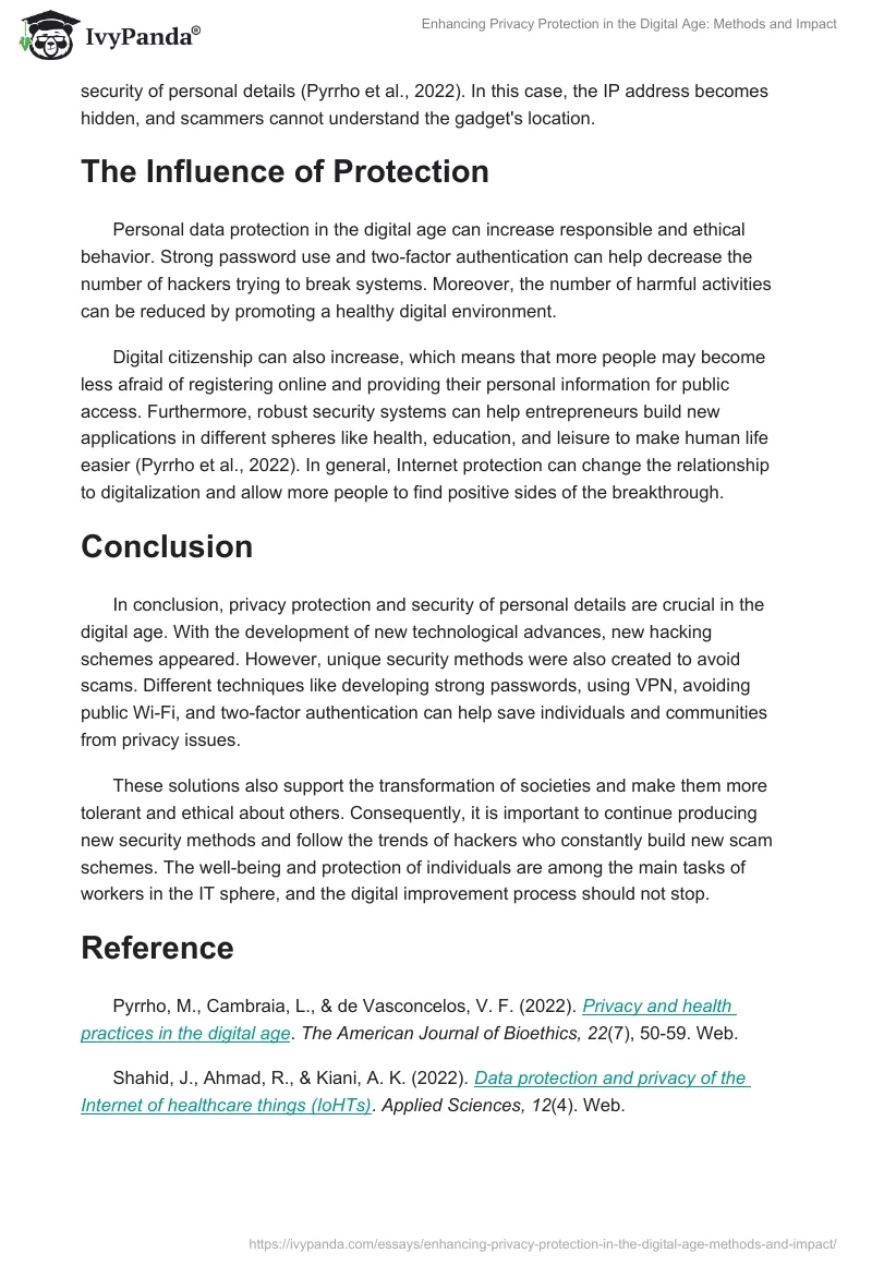 Enhancing Privacy Protection in the Digital Age: Methods and Impact. Page 2