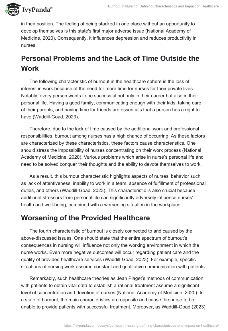 Burnout in Nursing: Defining Characteristics and Impact on Healthcare. Page 2