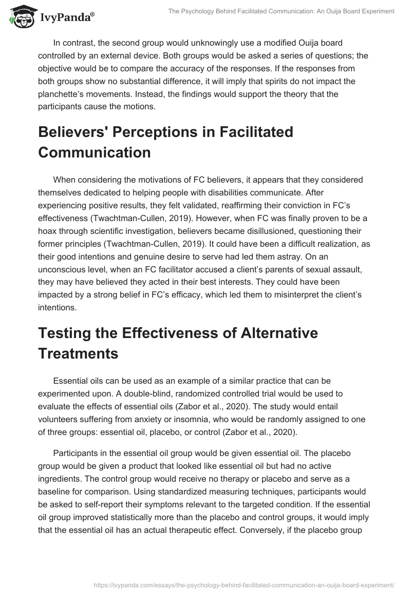 The Psychology Behind Facilitated Communication: An Ouija Board Experiment. Page 2