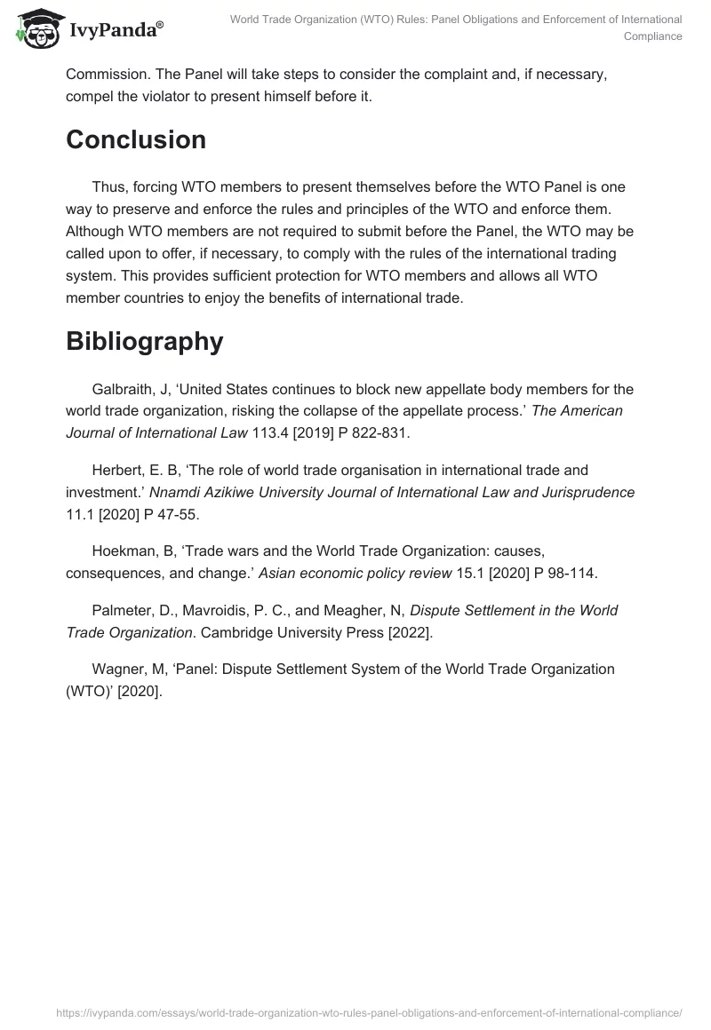 World Trade Organization (WTO) Rules: Panel Obligations and Enforcement of International Compliance. Page 2