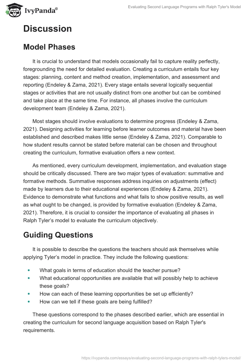 Evaluating Second Language Programs with Ralph Tyler's Model. Page 2