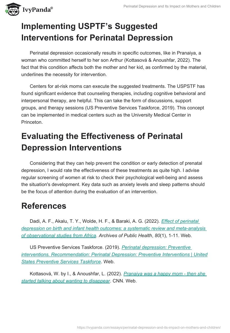 Perinatal Depression and Its Impact on Mothers and Children. Page 2