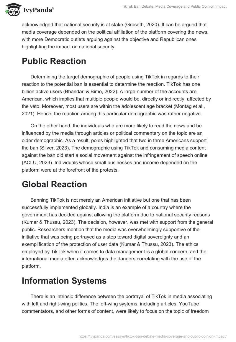 TikTok Ban Debate: Media Coverage and Public Opinion Impact. Page 2