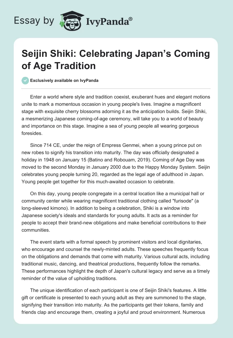 Seijin Shiki: Celebrating Japan’s Coming of Age Tradition. Page 1