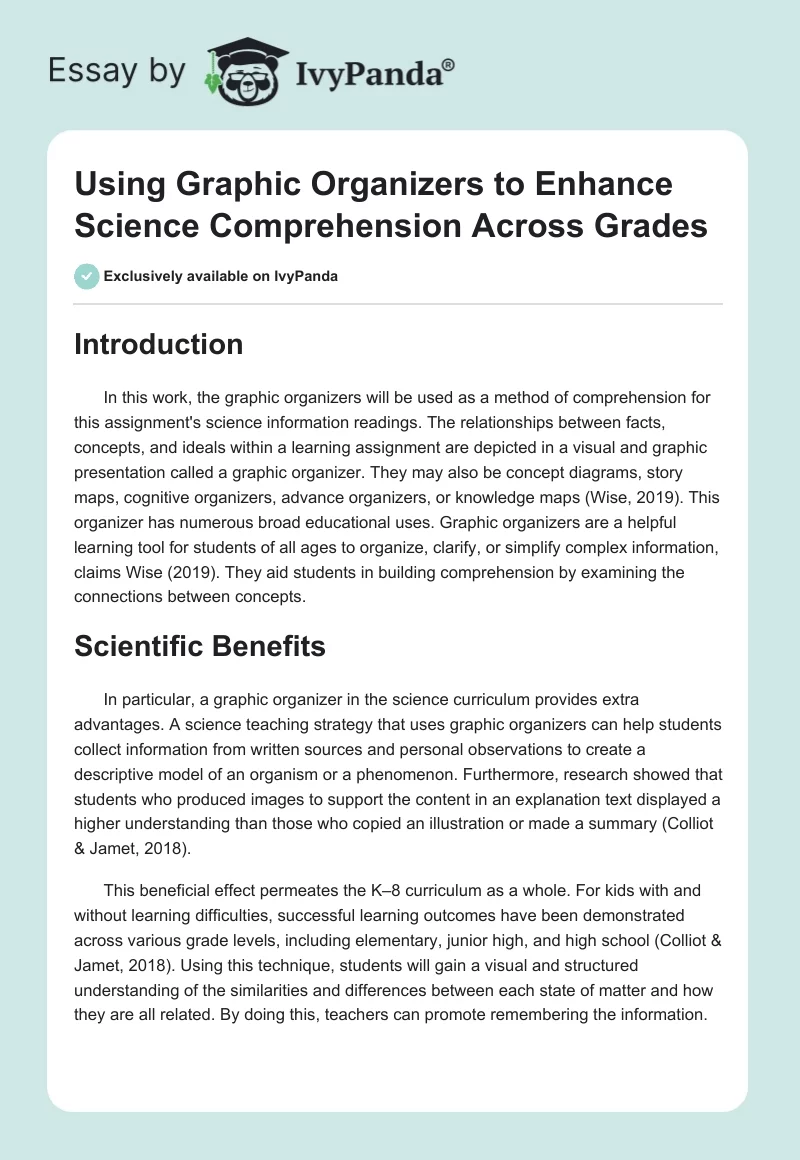 Using Graphic Organizers to Enhance Science Comprehension Across Grades. Page 1