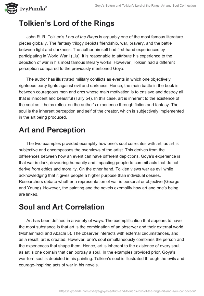 Goya's Saturn and Tolkien's Lord of the Rings: Art and Soul Connection. Page 2