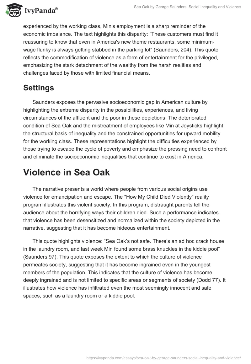 "Sea Oak" by George Saunders: Social Inequality and Violence. Page 2