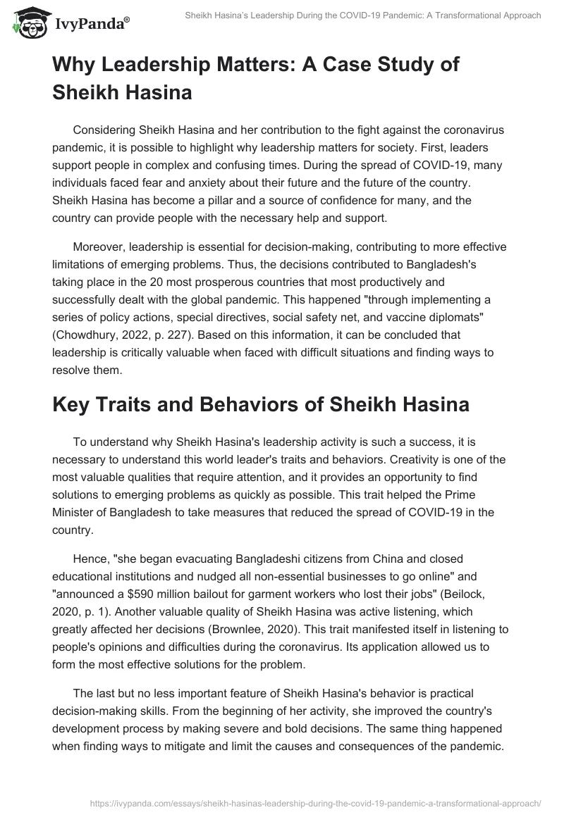 Sheikh Hasina’s Leadership During the COVID-19 Pandemic: A Transformational Approach. Page 2