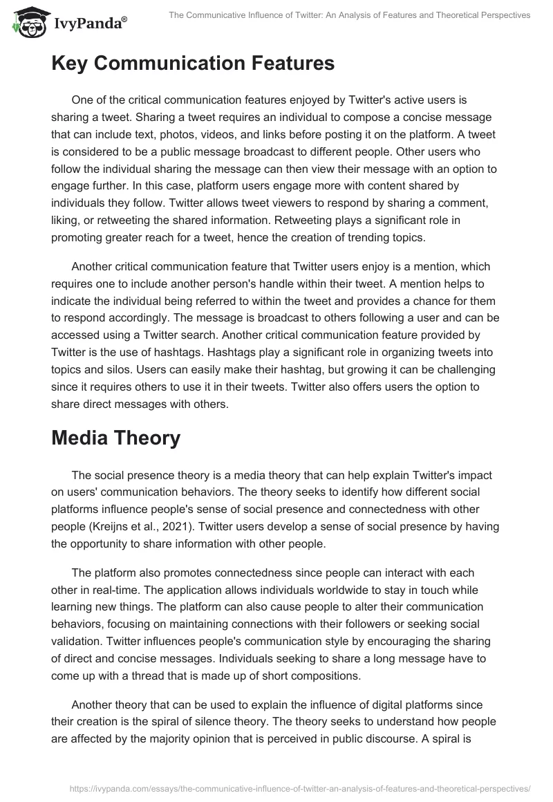 The Communicative Influence of Twitter: An Analysis of Features and Theoretical Perspectives. Page 2