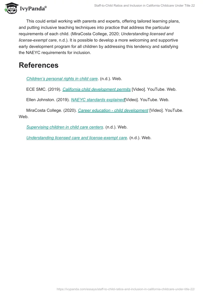 Staff-to-Child Ratios and Inclusion in California Childcare Under Title 22. Page 2