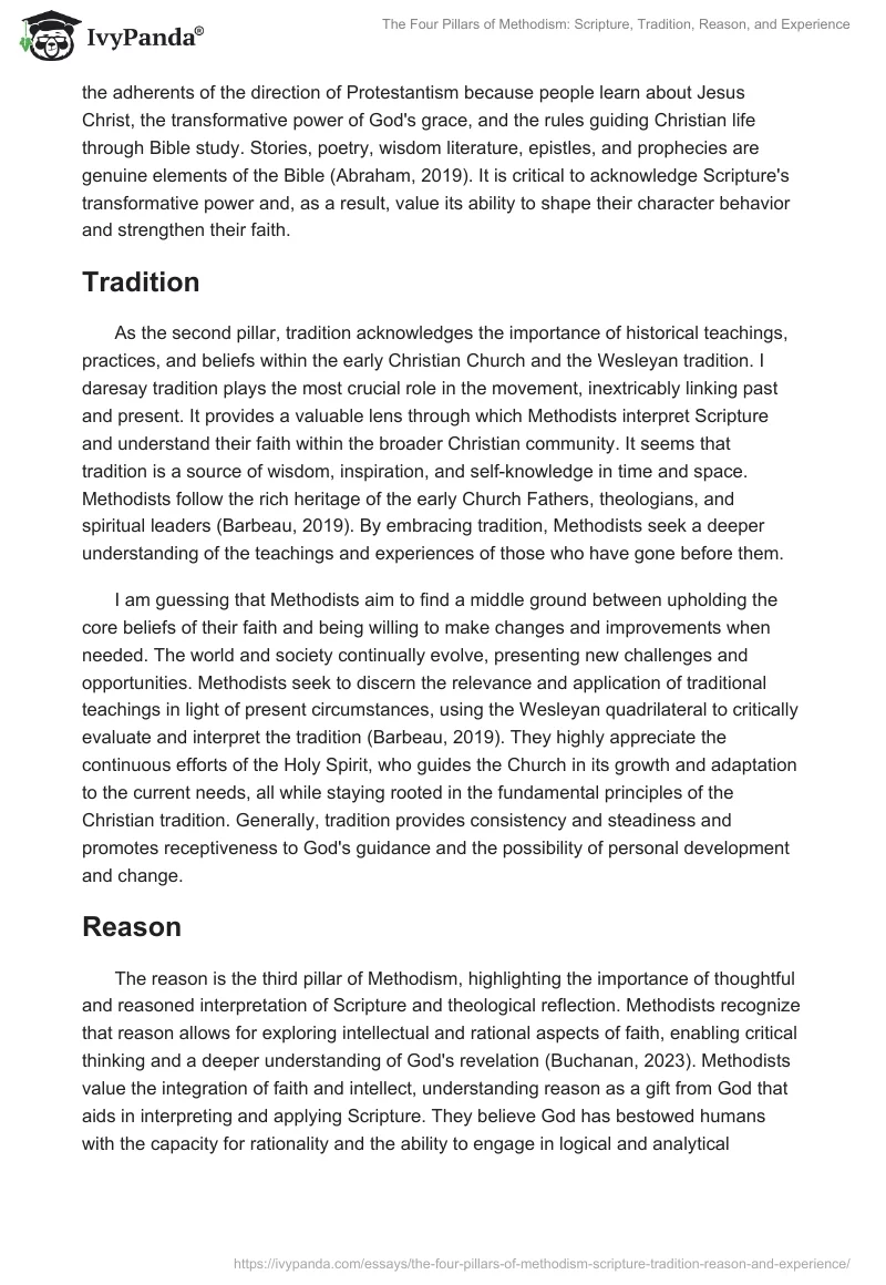 The Four Pillars of Methodism: Scripture, Tradition, Reason, and Experience. Page 2