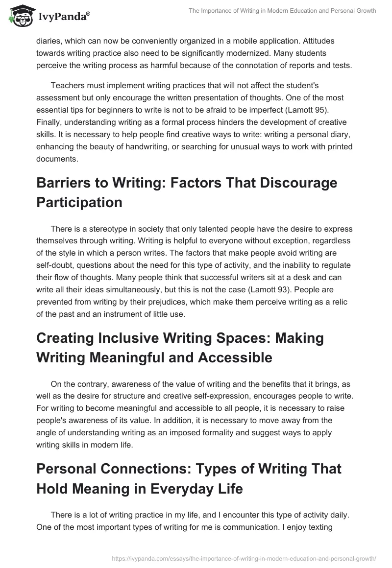 The Importance of Writing in Modern Education and Personal Growth. Page 2