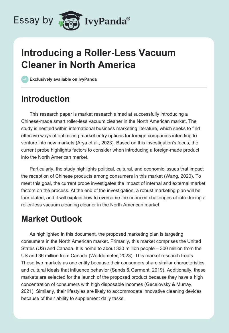 Introducing a Roller-Less Vacuum Cleaner in North America. Page 1