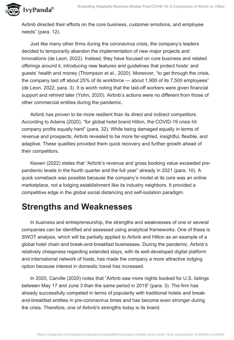 Evaluating Hospitality Business Models Post-COVID-19: A Comparison of Airbnb vs. Hilton. Page 2