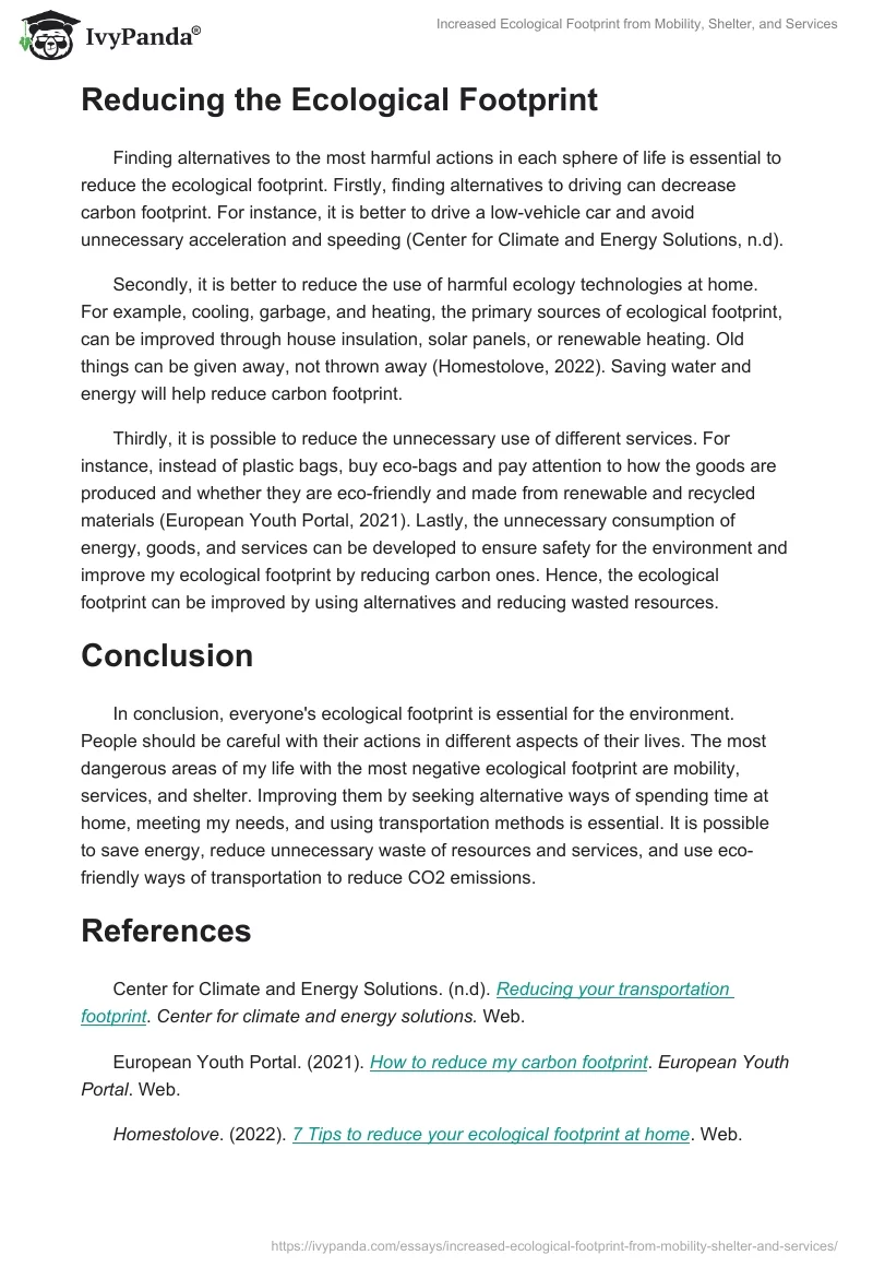 Increased Ecological Footprint from Mobility, Shelter, and Services. Page 2