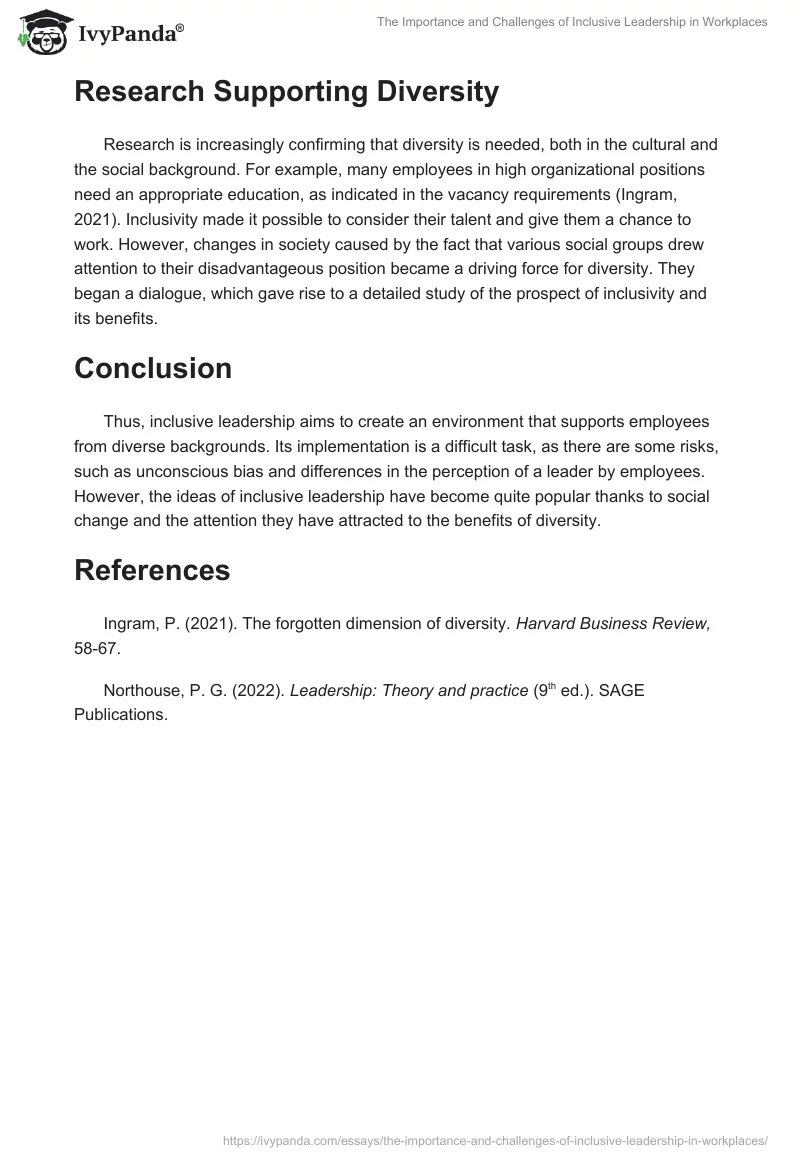 The Importance and Challenges of Inclusive Leadership in Workplaces. Page 2