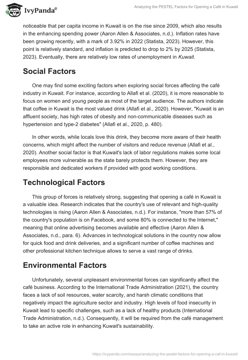 Analyzing the PESTEL Factors for Opening a Café in Kuwait. Page 2