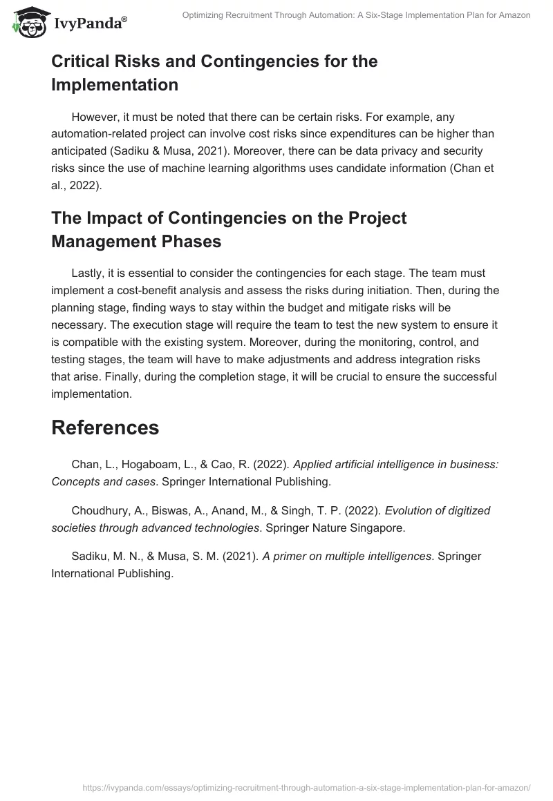 Optimizing Recruitment Through Automation: A Six-Stage Implementation Plan for Amazon. Page 2