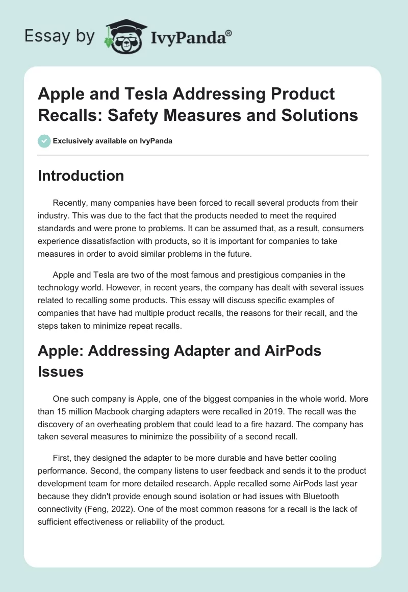 Apple and Tesla Addressing Product Recalls: Safety Measures and Solutions. Page 1