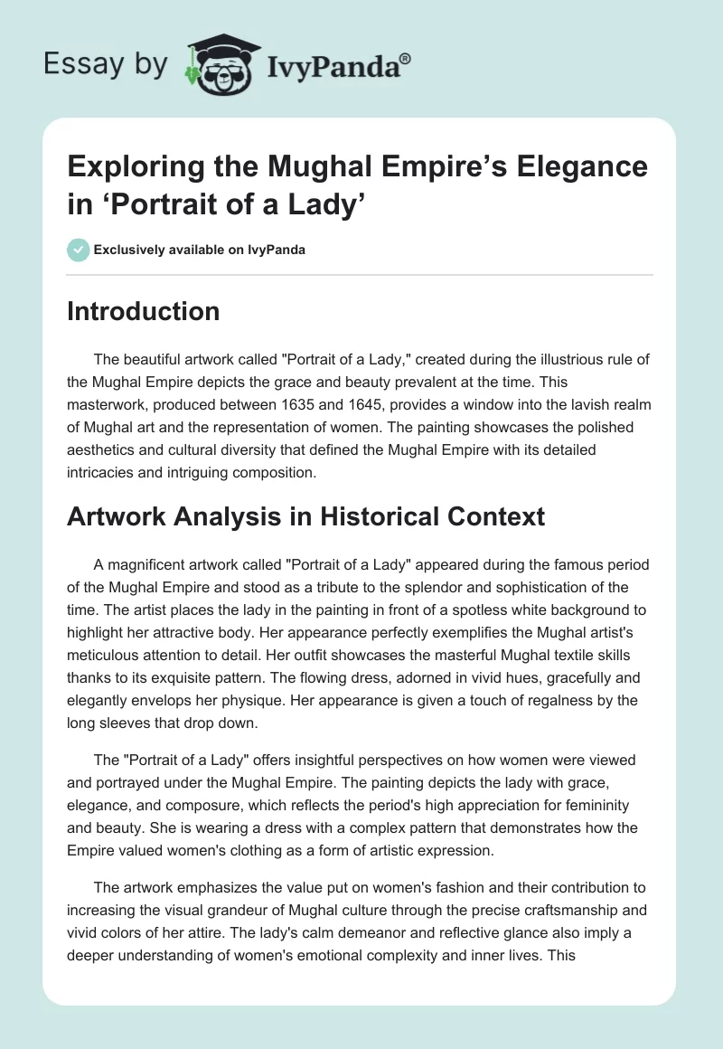 Exploring the Mughal Empire’s Elegance in ‘Portrait of a Lady’. Page 1