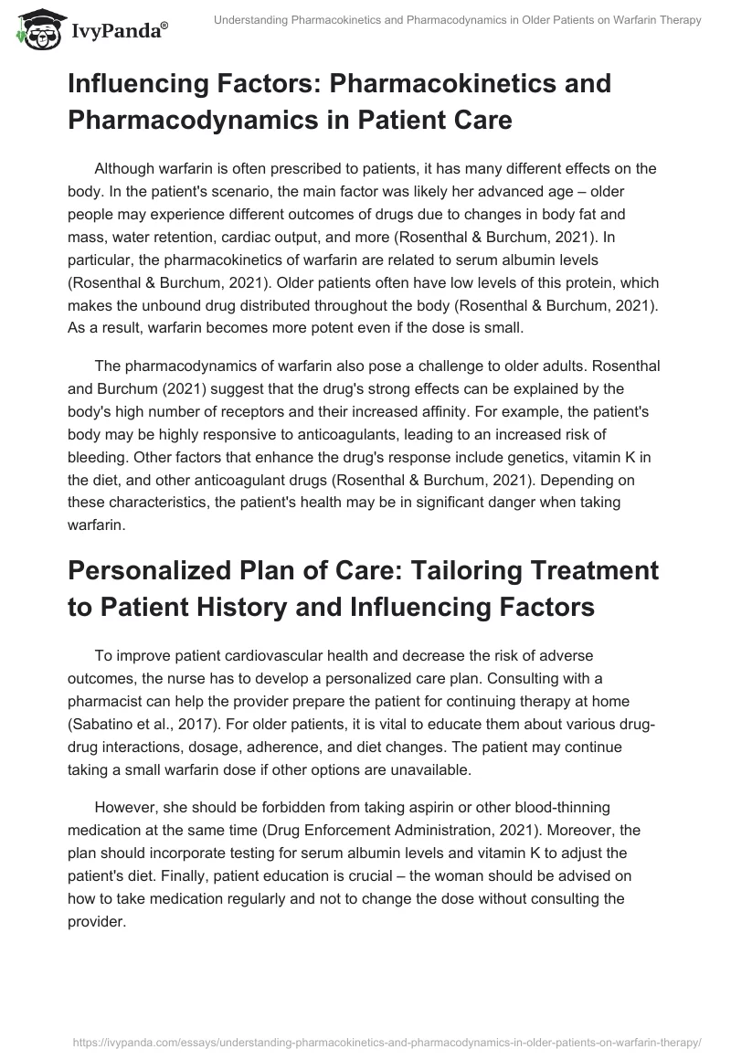 Understanding Pharmacokinetics and Pharmacodynamics in Older Patients on Warfarin Therapy. Page 2