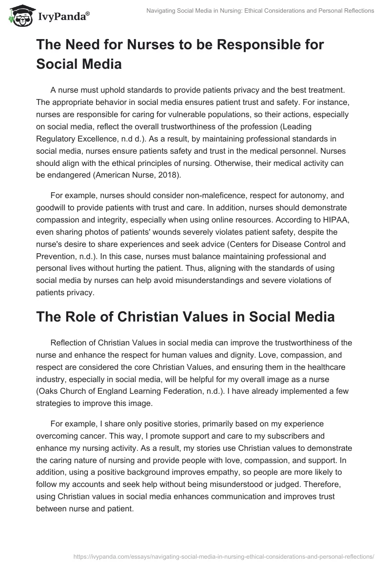 Navigating Social Media in Nursing: Ethical Considerations and Personal Reflections. Page 2