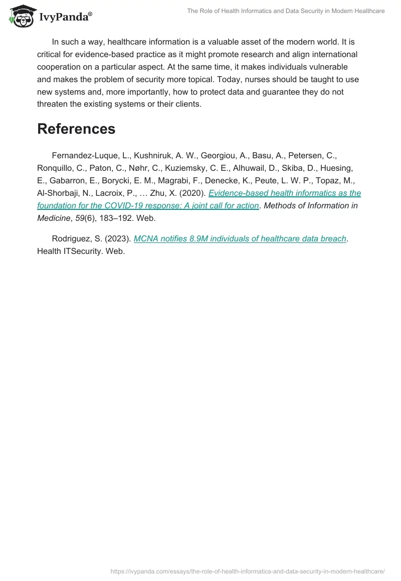 The Role of Health Informatics and Data Security in Modern Healthcare. Page 2