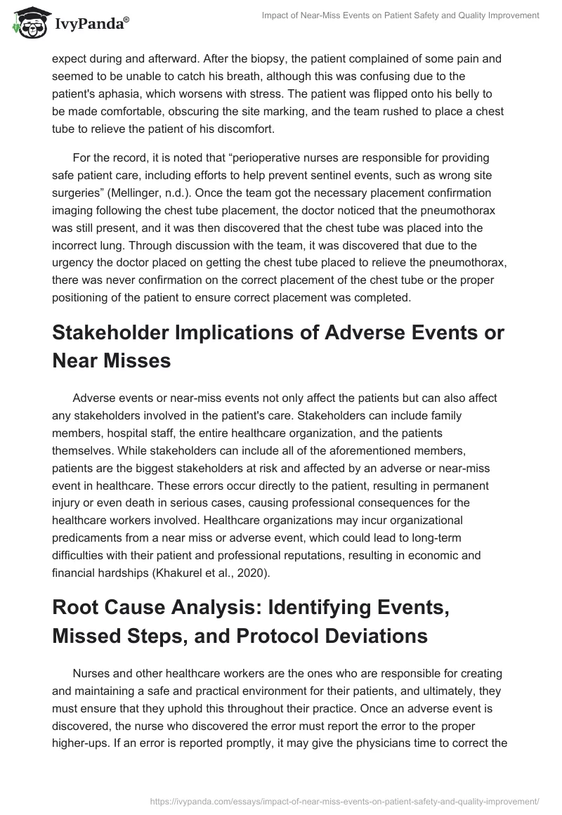 Impact of Near-Miss Events on Patient Safety and Quality Improvement. Page 2