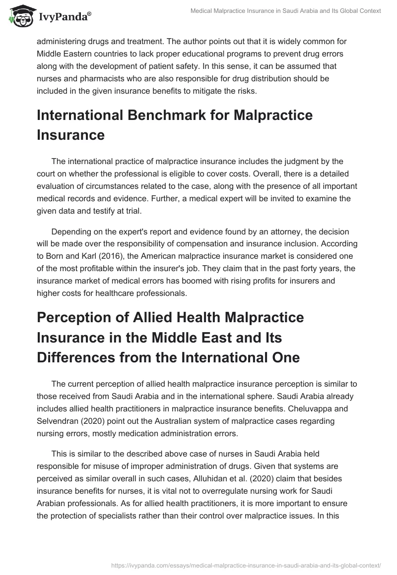 Medical Malpractice Insurance in Saudi Arabia and Its Global Context. Page 2