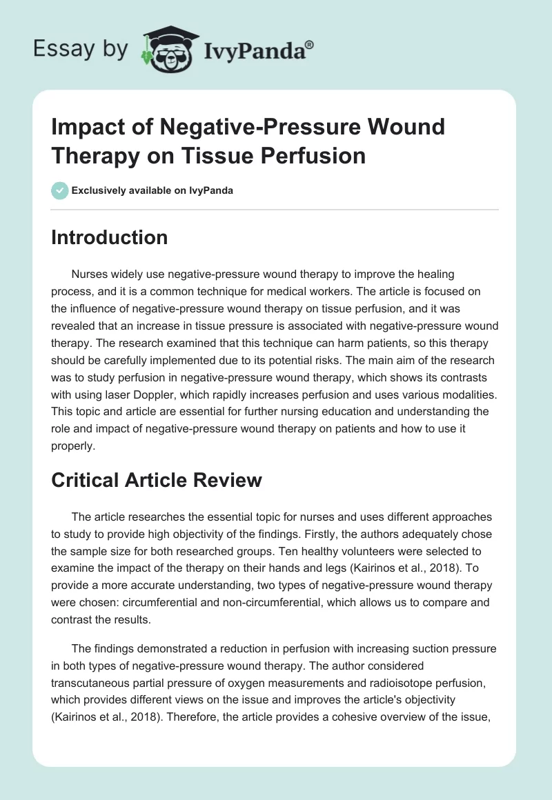 Impact of Negative-Pressure Wound Therapy on Tissue Perfusion. Page 1