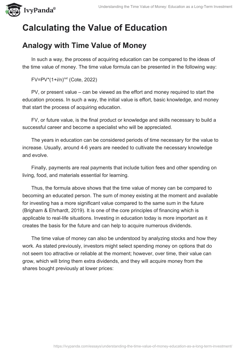 Understanding the Time Value of Money: Education as a Long-Term Investment. Page 2