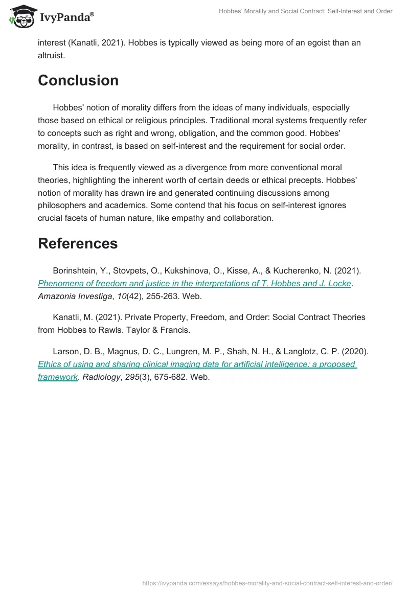 Hobbes’ Morality and Social Contract: Self-Interest and Order. Page 2