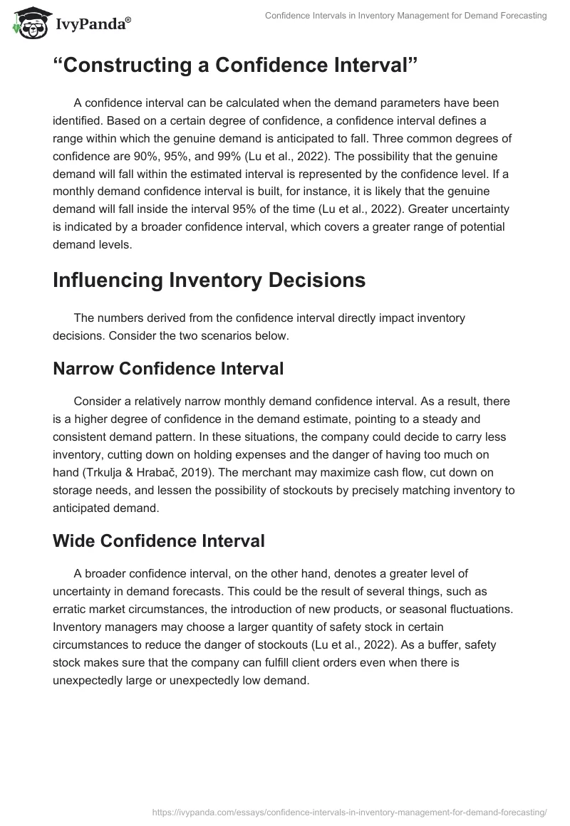 Confidence Intervals in Inventory Management for Demand Forecasting. Page 2