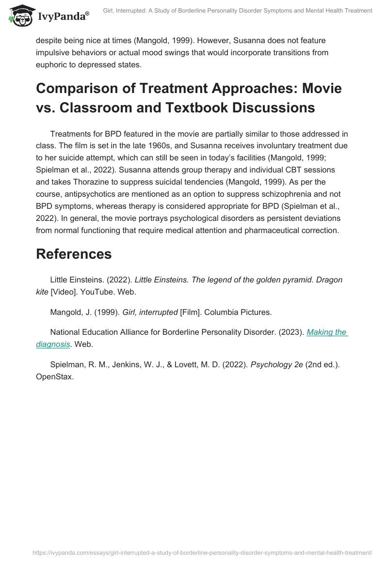 Girl, Interrupted: A Study of Borderline Personality Disorder Symptoms and Mental Health Treatment. Page 2