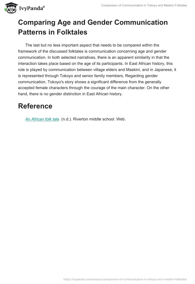 Comparison of Communication in Tokoyo and Maskini Folktales. Page 2