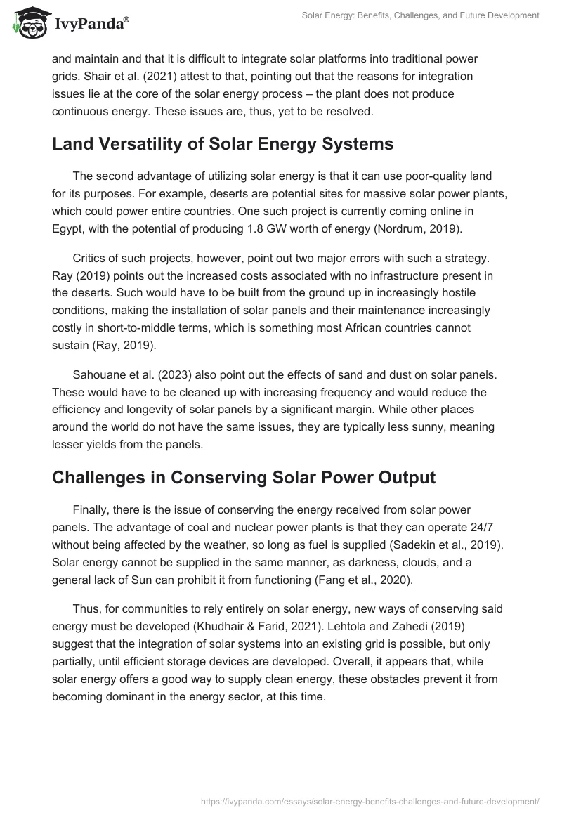 Solar Energy: Benefits, Challenges, and Future Development. Page 2